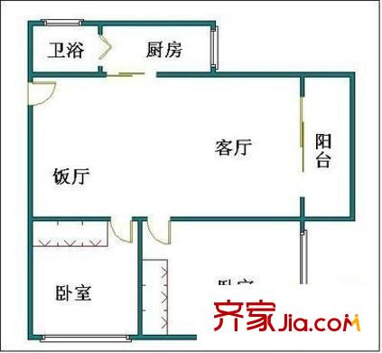 中山大学园西区户型图2室2厅户型图 2室2厅1卫1厨
