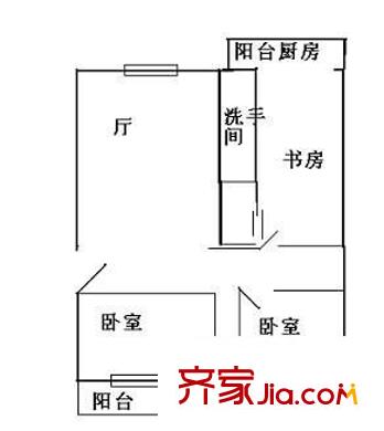 中山大学园西区户型图3室1厅户型图 3室1厅1卫1厨