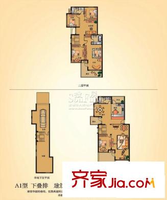 西城十二庭院戶(hù)型圖A1型下疊排 5室3廳3衛(wèi)