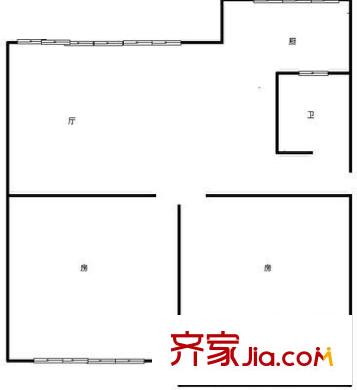 盘福路机关大院户型图2室1厅户型图 2室1厅1卫1厨