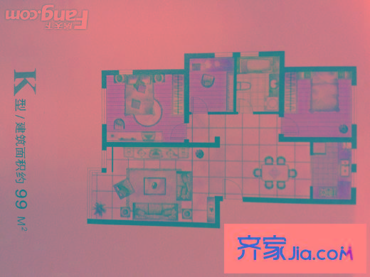 格蘭云天二期 3室2廳1衛(wèi)1廚 戶型圖
