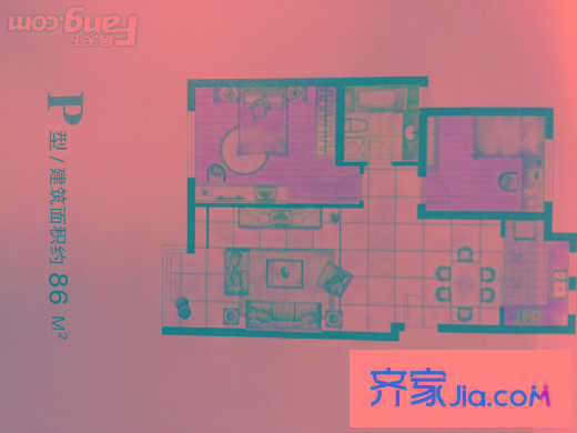 格蘭云天二期 2室2廳1衛(wèi)1廚 戶型圖