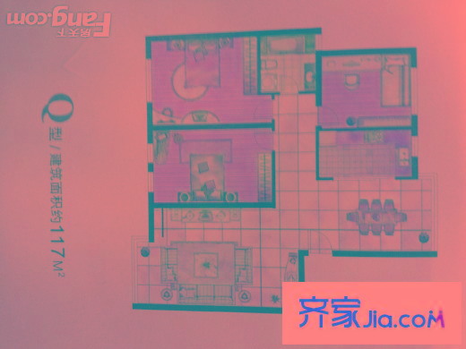 格蘭云天二期 3室2廳1衛(wèi)1廚 戶型圖