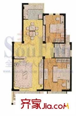 小城花園戶型圖B戶型2室2廳 2室2廳1衛(wèi)1廚