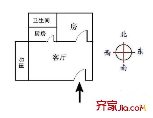 怡雅居户型图1室1厅户型图 1室1厅1卫1厨