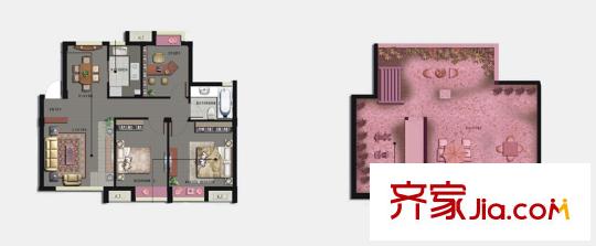 IN藍(lán)庭戶型圖花園洋房五層E戶型 3室2廳1衛(wèi)1廚