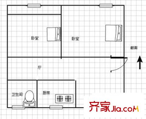 南苑小區(qū) 2室 戶型圖