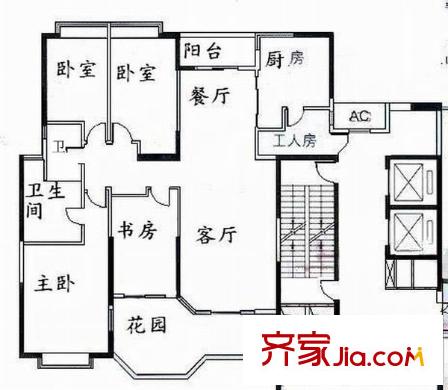 汇景新城上城峰境户型图5室2厅户型图 5室2厅2卫1厨