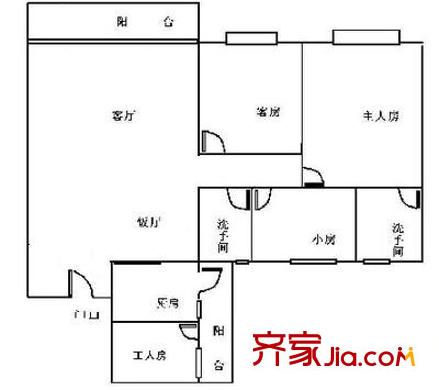 江燕花园户型图4室2厅户型图 4室2厅2卫1厨