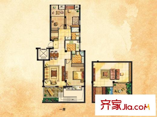 維科水岸楓情 3室2廳2衛(wèi)1廚 戶型圖