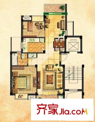 維科水岸楓情 2室2廳1衛(wèi)1廚 戶型圖