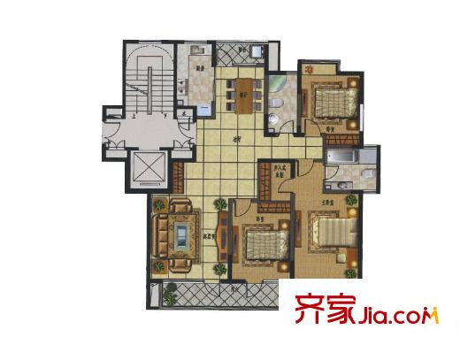 香堤水岸 3室2廳2衛(wèi)1廚 戶型圖
