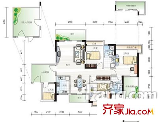 香堤水岸 3室2廳1衛(wèi)1廚 戶型圖