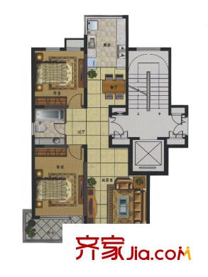香堤水岸 2室1廳1衛(wèi)1廚 戶型圖
