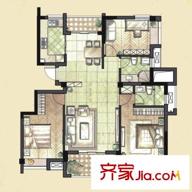 銀億海德花苑戶型圖小高層B2戶型 3室2廳2衛(wèi)1廚
