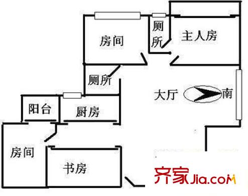 东雅轩户型图3室2厅户型图 3室2厅1卫1厨