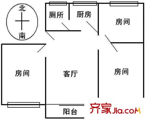 拥翠小区户型图3室1厅户型图 3室1厅1卫1厨