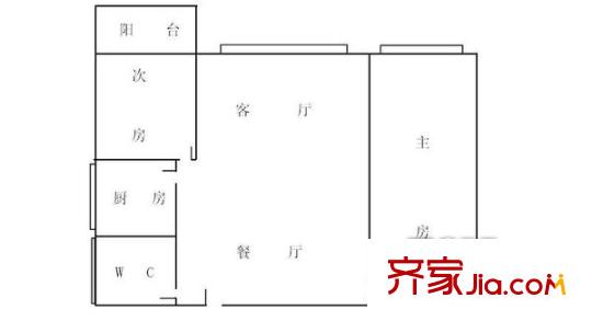 越秀南路小区户型图2室2厅户型图 2室2厅1卫1厨