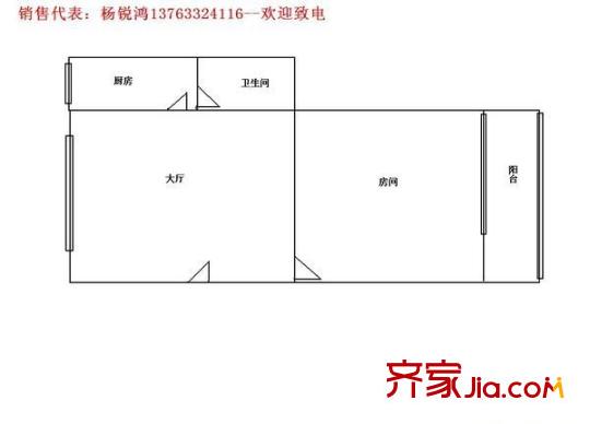 拥翠小区户型图1室1厅户型图 1室1厅1卫1厨