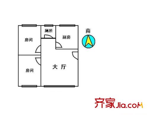 拥翠小区户型图2室1厅户型图 2室1厅1卫1厨