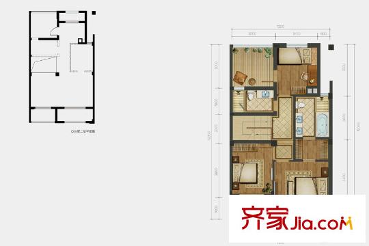 萬科城臺墅二層戶型圖 4室2廳3衛(wèi)1廚