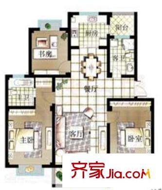 九五花園戶型圖10、11號樓04室 3室2廳2衛(wèi)