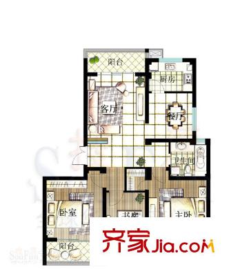 九五花園戶型圖12號03、05室 3室2廳1衛(wèi)