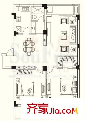 洪都花園戶型圖2室2廳 2室2廳1衛(wèi)