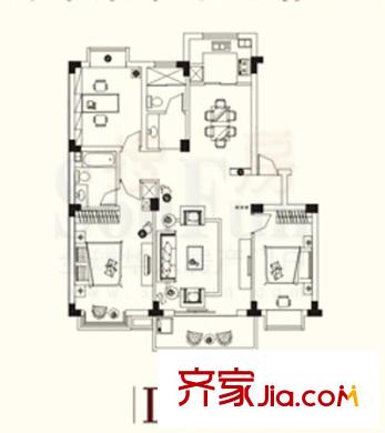 洪都花園戶型圖2室2廳 2室2廳2衛(wèi)1廚