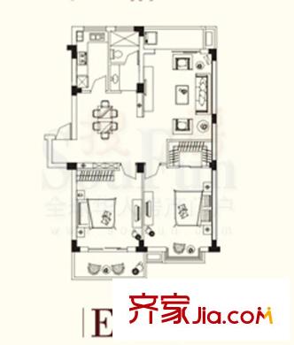 洪都花園戶型圖2室2廳 2室2廳1衛(wèi)1廚