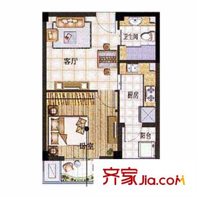頤和名苑戶型圖青年公寓S4戶型 1室1廳