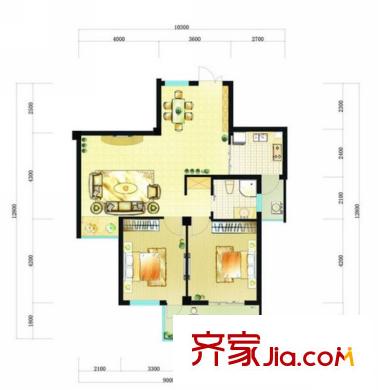 頤和名苑戶型圖2期104平方米戶型 2室2廳1衛(wèi)1廚