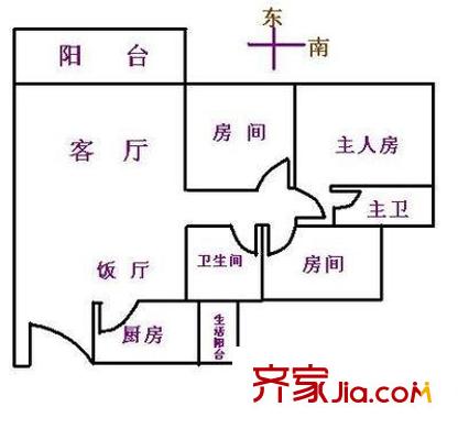 淘金家园三期户型图3室2厅户型图 3室2厅2卫1厨
