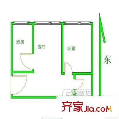 新城雅居户型图1室1厅户型图 1室1厅1卫1厨