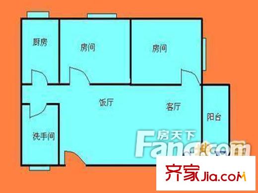浪琴居户型图2室2厅户型图 2室2厅1卫1厨