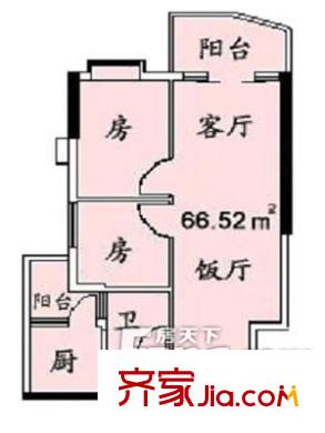 浪琴居户型图2室2厅户型图 2室2厅1卫1厨