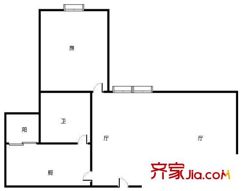 凯城华庭户型图1室1厅户型图 1室1厅1卫1厨