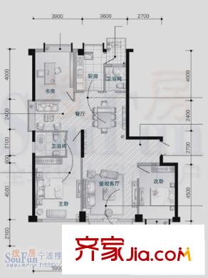 萬達(dá)廣場(chǎng)公寓戶型圖3室3廳 3室3廳2衛(wèi)