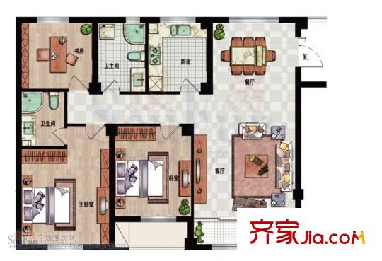 盛世華城戶型圖3室2廳2衛(wèi)1廚 3室2廳2衛(wèi)1廚