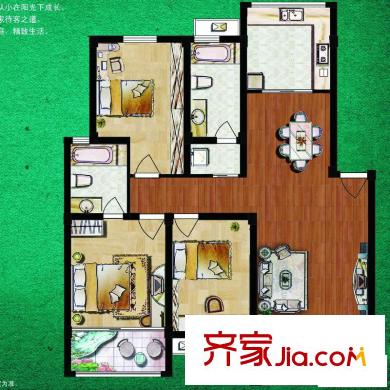 天一家園戶型圖3.2.2.1-131平方米 3室2廳2衛(wèi)1廚