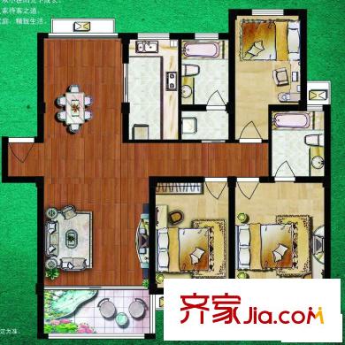 天一家園戶型圖3.2.2.1-129平方米 3室2廳2衛(wèi)1廚