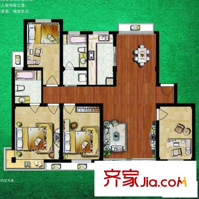天一家園戶型圖135平方米 4室2廳2衛(wèi)1廚