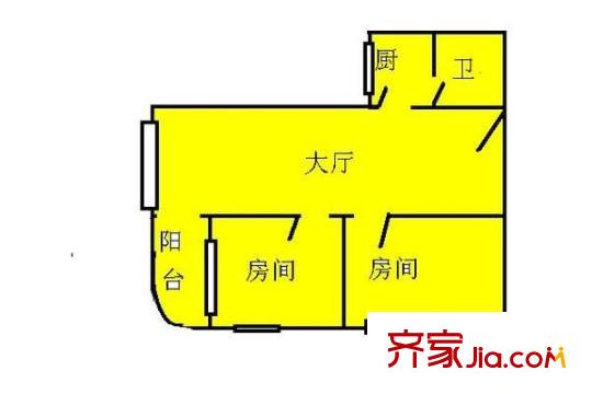 动感华庭户型图2室1厅户型图 2室1厅1卫1厨