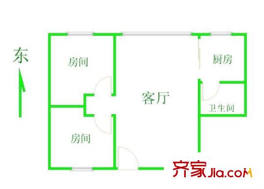 动感华庭户型图2室1厅户型图 2室1厅1卫1厨