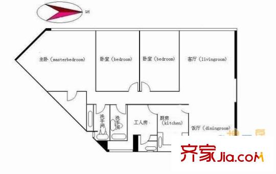 中信广场国际公寓户型图4室2厅户型图 4室2厅2卫1厨