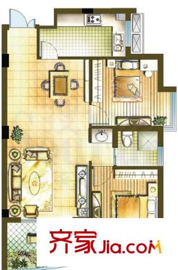雅戈爾東湖馨園戶型圖2室2廳1衛(wèi)1廚 2室2廳1衛(wèi)1廚