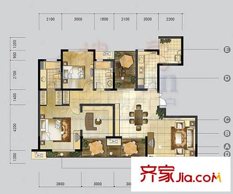 金地國際花園戶型圖3室2廳 3室2廳2衛(wèi)