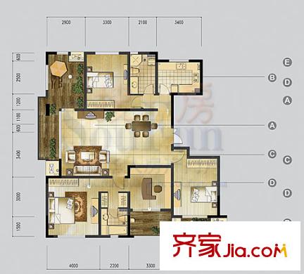 金地國際花園戶型圖4室2廳 4室2廳2衛(wèi)