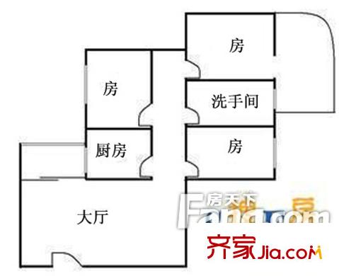 侨福苑户型图3室1厅户型图 3室1厅1卫1厨