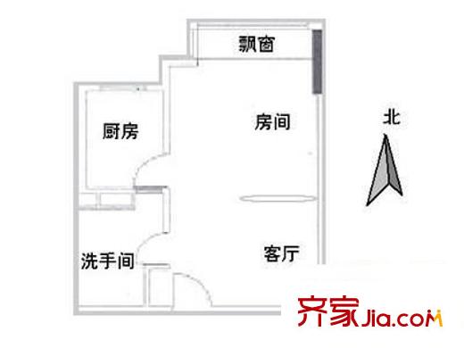 天麒驿户型图1室1厅户型图 1室1厅1卫1厨